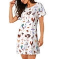 thumbnail image 2 of Pofeuu Farm Birds Goose Print Women's Loose Fit Short Sleeve Nightgown, Comfortable Sleep Dress for Women, Casual Lounge Sleepwear, Soft Cotton Sleep Dress, 2 of 6