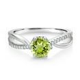 thumbnail image 2 of Gem Stone King 925 Sterling Silver Ring Round Peridot and Moissanite (1.08 Cttw) (Size 8), 2 of 4