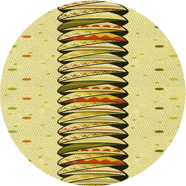 Ahgly Company Tapis de Zone Rond Lavable en Machine Intérieur Transitionnel Brun Doré Foncé, 3 Pieds Rond
