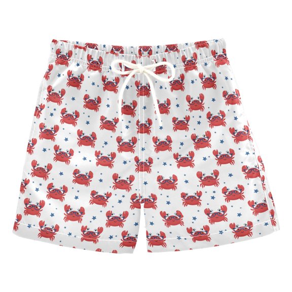 Kids' Beach Pants Comfortable Swim Trunks Red Crabs Pattern Shorts for Pool Vacation and Lounge Wear 2T