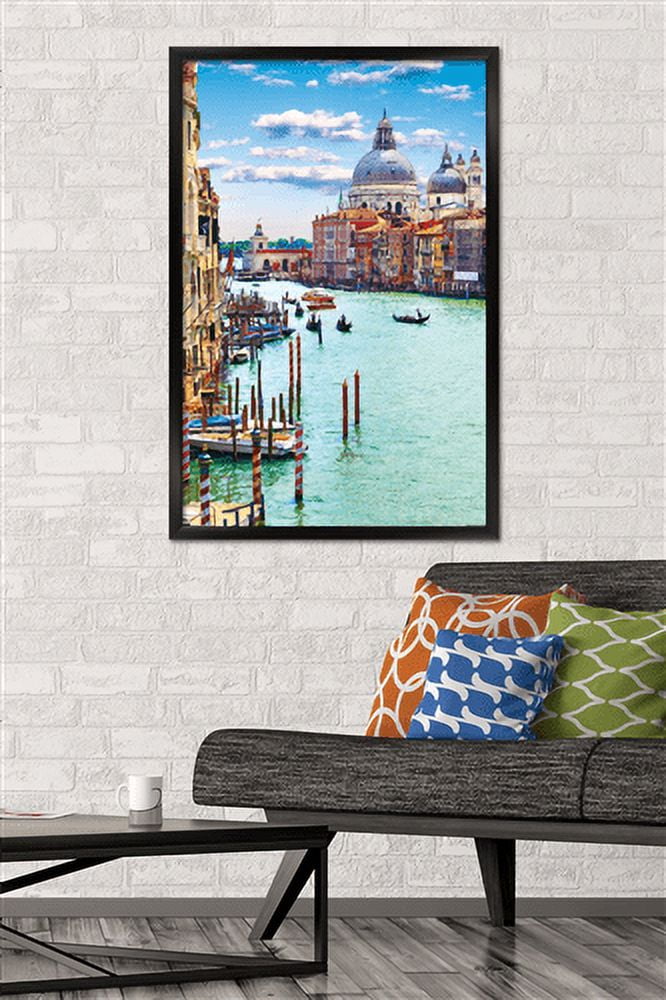 Timeless Visions - Canals of Venice Wall Poster, 22.375" x 34", Framed
