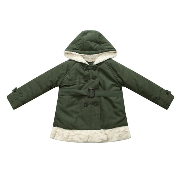 Richie House Little Girls Green Faux Fur Trim Warm Coat 3