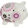 White/black Flower Dots Piggy Bank