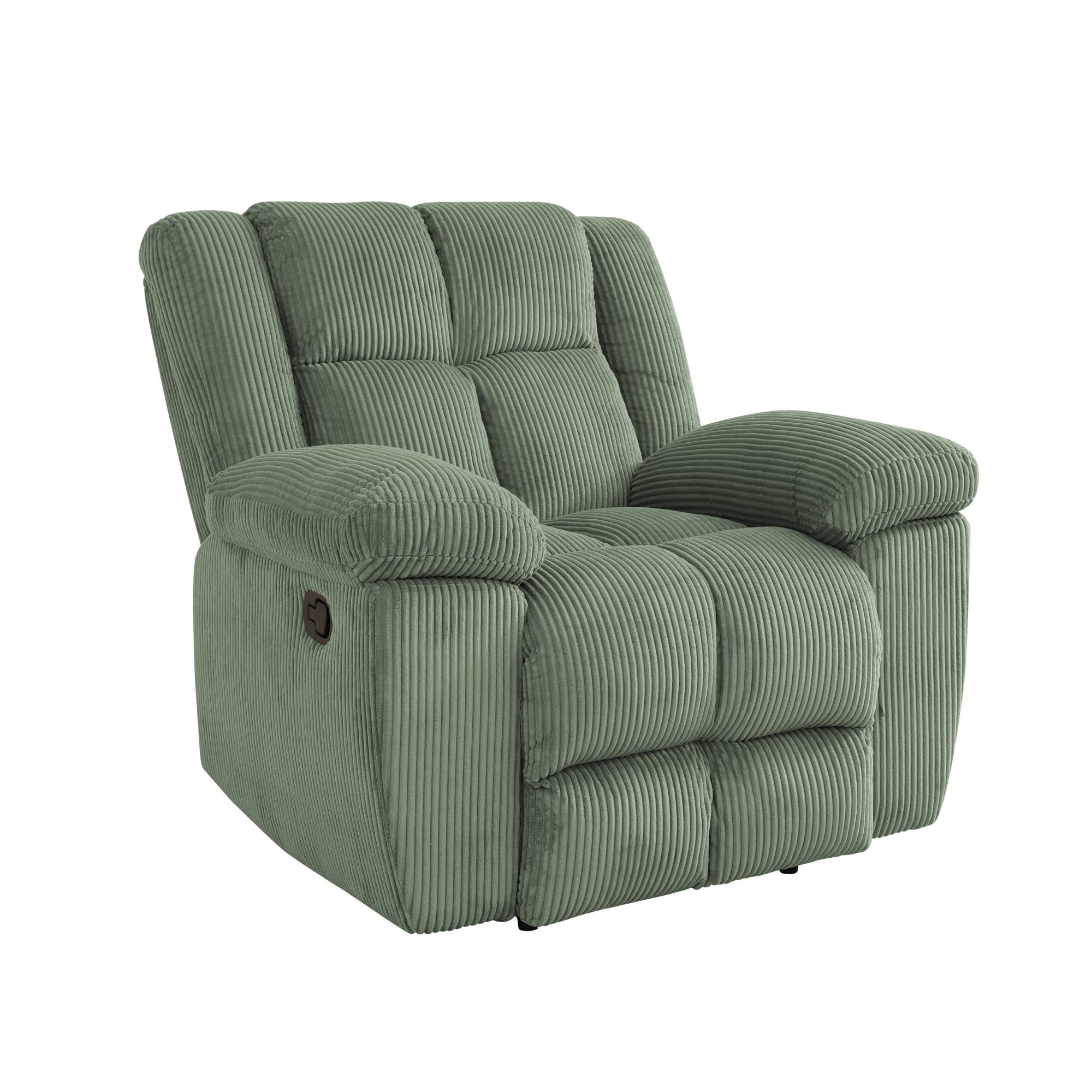 Manual Reclining Sofa, Modern Corduroy Recliner Chair, Comfy Single Sofa Lounge Seating for Small Spaces, Living Room, Green