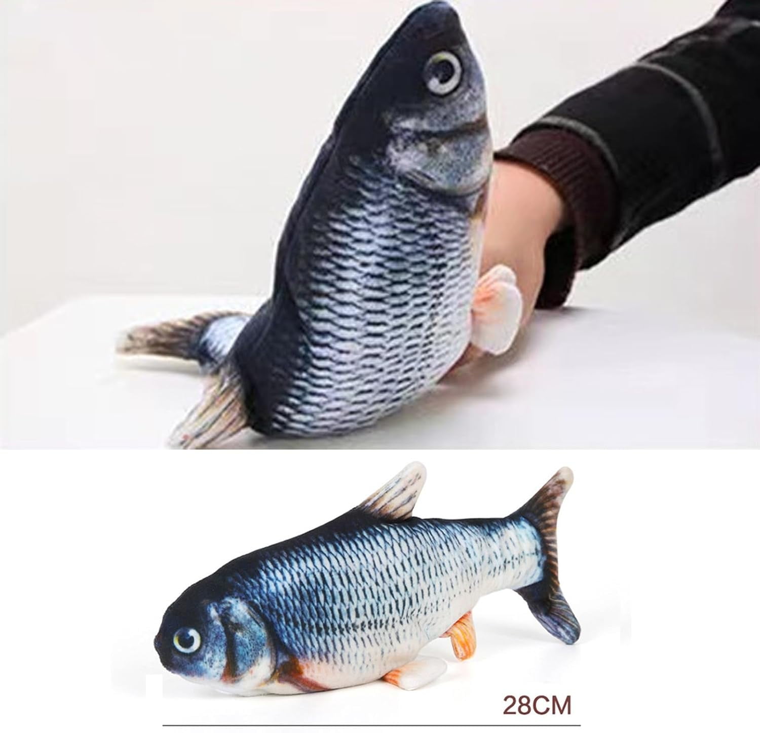 Vibrating Fish for Dogs, Floppy Fish Dog Toy, Moving Dog Toy, Realistic Flopping Fish Rocking Dog Toy, Interactive Dog Toys for Small Large Dogs, Dog Toys for Aggressive Chewers(B,Remote control)