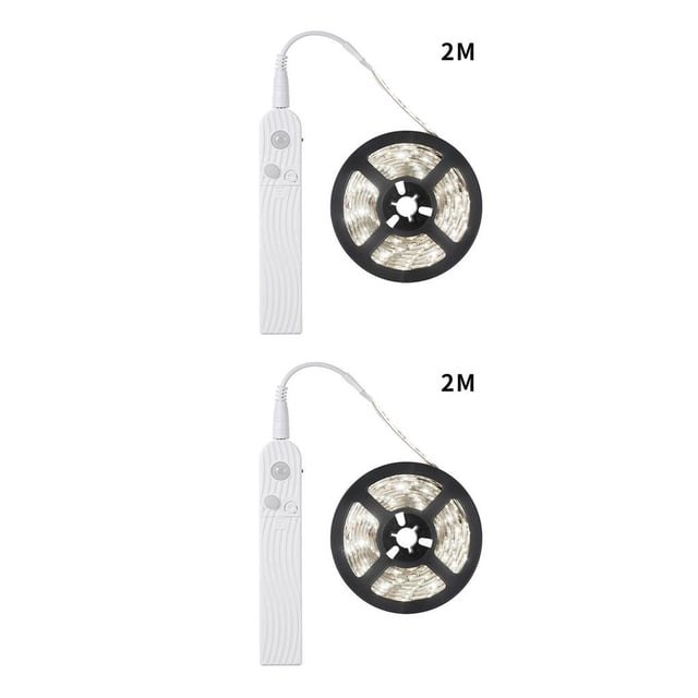 Yuarrent Cadena de luz LED Tira de luz LED de inducción Tira de lámpara de gabinete alimentada por 1.5W 200lm, blanco frío, 2 metros, 6500K Blanco frio Tipo 2 2piezas Yuarrent CBP028113