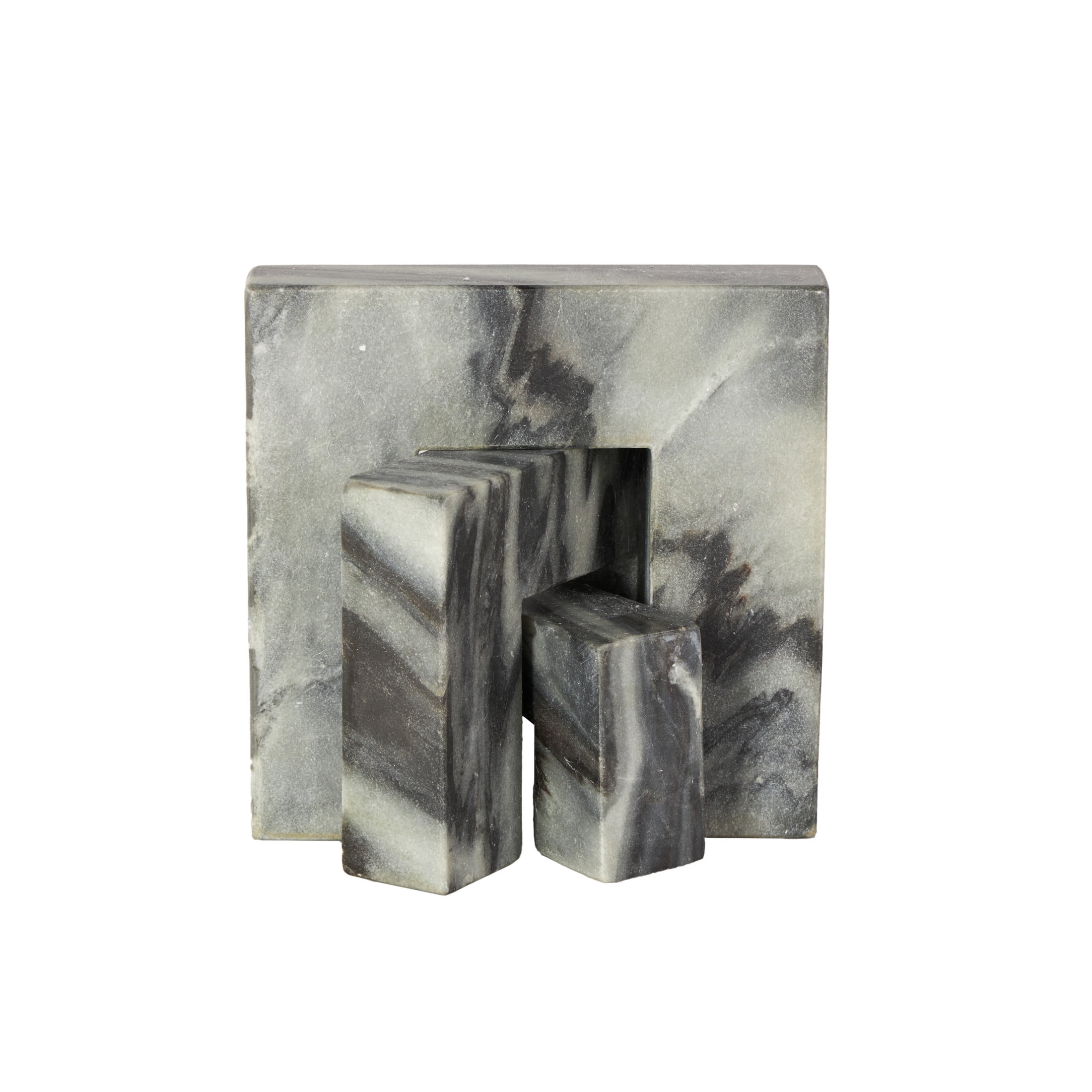 7", 5", 3"H Black Marble Square Arch Abstract Sculpture with Varying Sizes, by DecMode (3 Count)