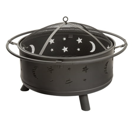 Pure Garden 32-Inch Outdoor Wood Burning Fire Pit with PVC Cover (Black)