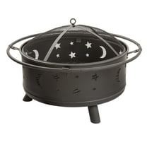 Pure Garden 32-Inch Outdoor Wood Burning Fire Pit with PVC Cover (Black)