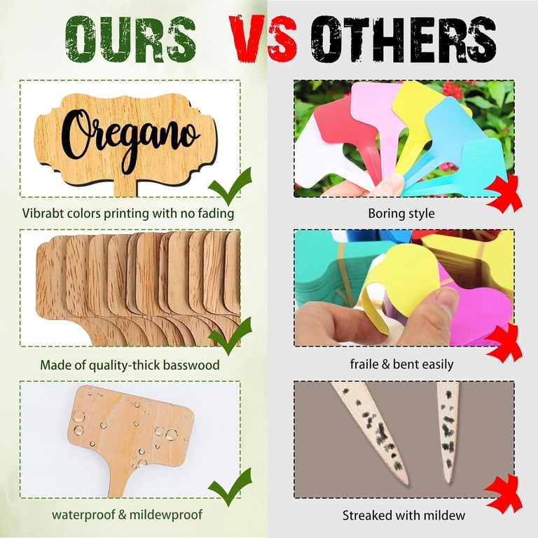 15 Pcs Plant Labels Wooden Herb Markers Herb T Type Tags Garden