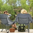 thumbnail image 7 of Oversized Camping Chair, Portable Folding Padded Camp Chairs with Side Pocket, Cup Holder, Heavy Duty Support 500LBS Outdoor Lounge Chair for Adults, Fishing, Sports, Trip, Grey, 7 of 7