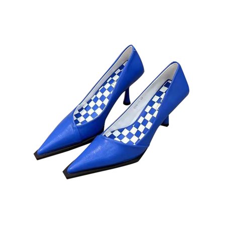 

Gomelly Ladies Lightweight Dress Shoes Fashion Plaid Party Casual Anti-Slip Sexy Pumps Blue 6.5