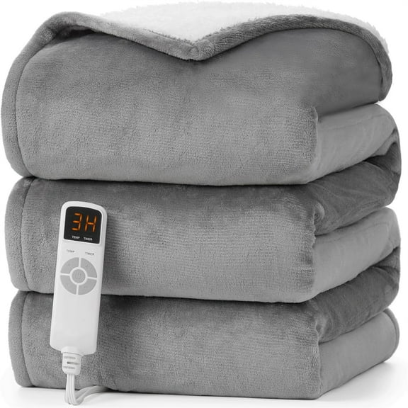 Heated Blanket - Twin Size, 9 Heating Levels, 10 Hour Auto Off, Soft Cozy Sherpa Washable Blanket, 62 x 84 Inches