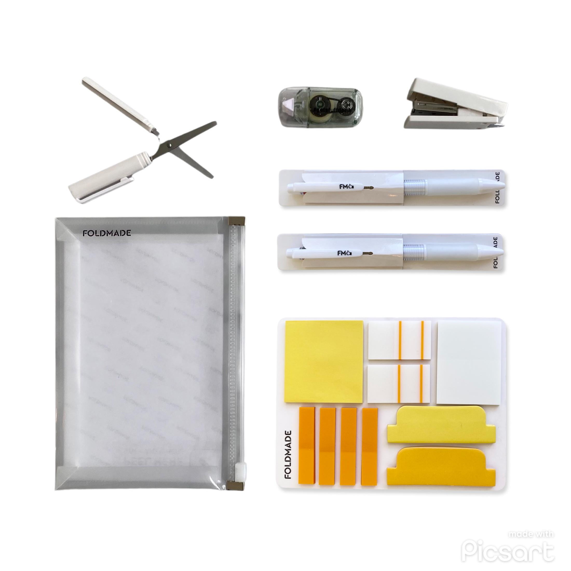 Foldmade™ Stationery Office School Supply Bundle, Mini Office Supply Kit with Scissors Stapler