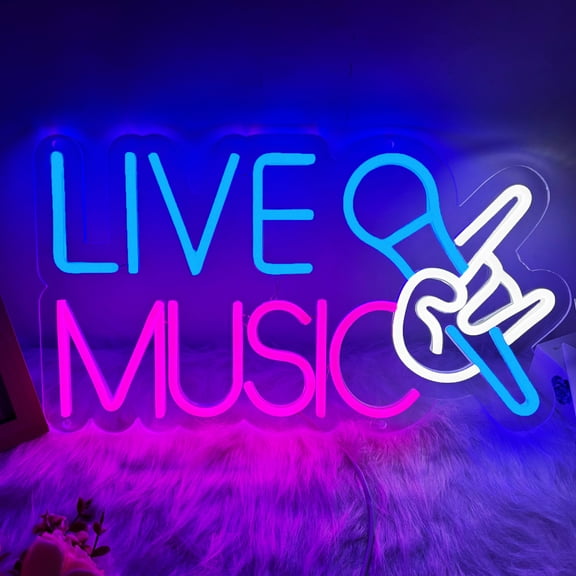 Live Music Neon Sign for Wall Decor, USB Powered Singing Music Led Sign, Reusable Light Up Sign for Boys and Girls, Neon Sign for Bedroom and Livingroom
