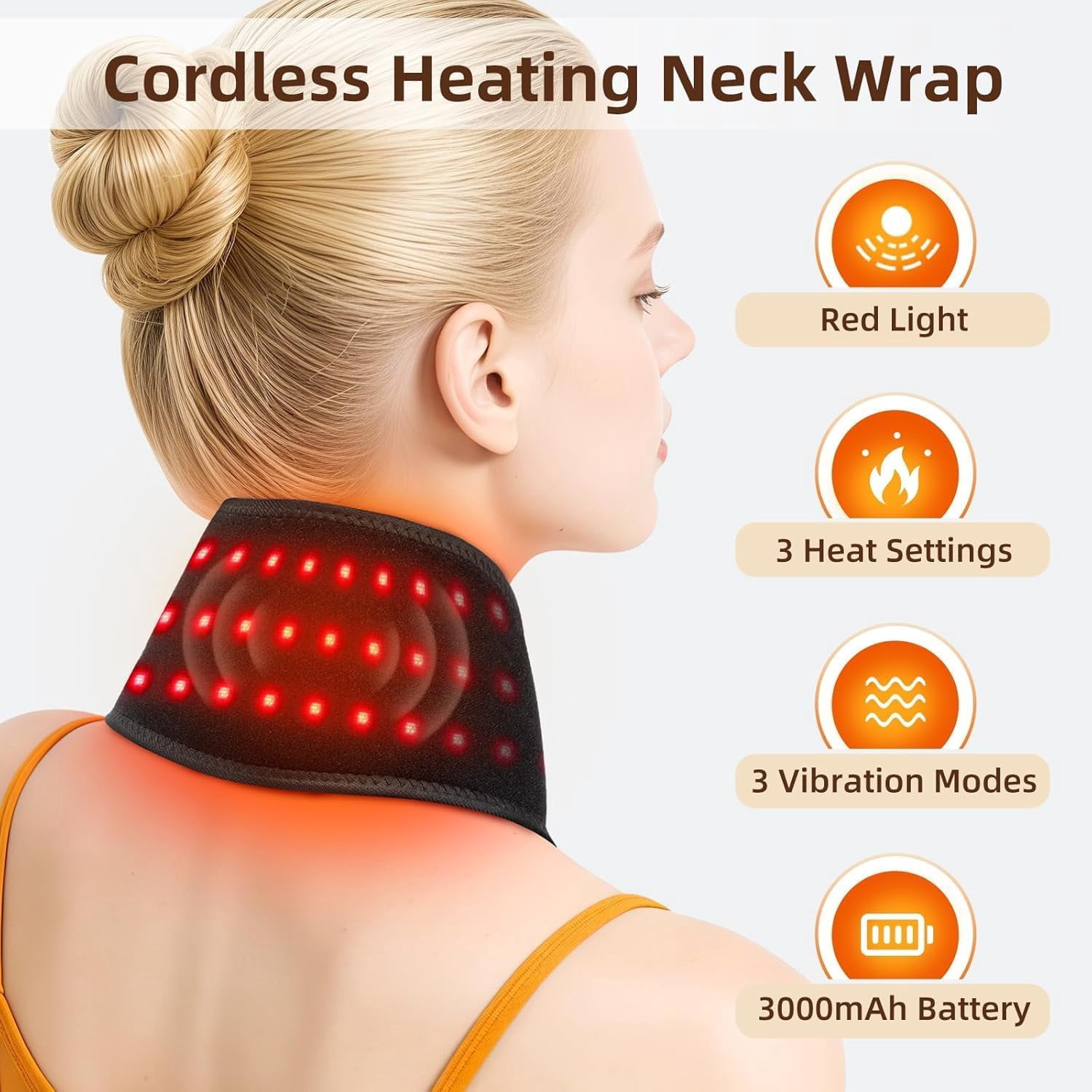 Cordless Red Light Belt for Neck, Portable Wrap with Timer for Neck Muscle Relief, Near Light Neck Wrap Heating Pad for Neck, Wearable Belt Neck Wrist Wrap Hand Legs Unisex Gift