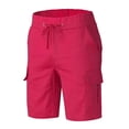 thumbnail image 4 of Lisingtool Cargo Shorts for Men Male Casual Mid Waist Shorts Pant Solid Splice Pocket Drawstring Knee Length Shorts Mens Shorts Red, 4 of 5