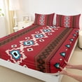 thumbnail image 3 of Homewish Retro Boho Aztec Twin Sheet Sets,Vintage Striped Rhombus Twin Fitted Sheet,Red Cyan Beige Flat Sheet For Adults,Super Cozy Room Decor,3pcs, 3 of 7