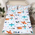 thumbnail image 2 of Homewish Cartoon Helicopter Kids Bed Sheets, Kawaii Airplane Vehicle King Sheets, Stars Cloud Print Sheet Set, Luxury Bedroom Decor, 4-Piece, 2 of 7