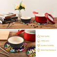 thumbnail image 4 of SKYSONIC Christmas Bell Leaves Pot Holders Trivets, 2 Pcs Heat Resistant Trivets,Happy Holidays Cotton Thread Weave Mats for Hot Pads Pans Pot Bowl Teapot for Kitchen Decor, 4 of 7