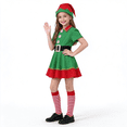 thumbnail image 5 of Afdoent Christmas Elf Set with Hat Belt Socks for Girls Family Matching Xmas Outfits Holiday Party Dress Up, 5 of 7