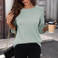 thumbnail image 5 of IMENGL Long Sleeve Shirts for Women Soft Knit Loose Fit Length Relaxed Fit Daily Wear Fall Weekend Travel Layering T-Shirt Casual Women's Basic Tee Long Sleeve Tops,Green, 5 of 6