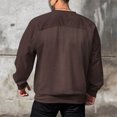 thumbnail image 5 of BLVB Sweatshirts for Men Round Neck Long Sleeve Pullover Blouse Casual Solid Color Loose Fall Spring Tops Brown, 5 of 7