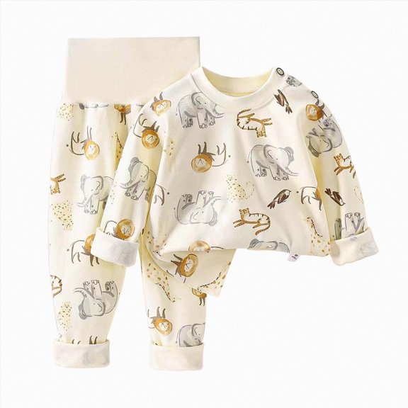 xaweyi Infant Toddler Boys Girls Cute Cartoon Long Sleeve Homewear Set Breathable Soft Comfortable Indoor Loungewear Outfit Size 3-4 Years