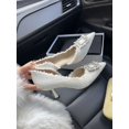 thumbnail image 1 of Zapatos de tacón con diamantes de imitación de diseño blanco para mujer, moda de primavera, puntiagudos, tacón alto poco profundo, zapatos de vestir de trabajo elegantes para mujer, 1 of 5