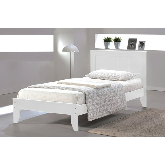 Layla White Finish Wood Frame Platform Bed