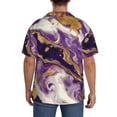 thumbnail image 3 of Gukieu Purple Gold Marble Swirls Print Men's Short-sleeved Shirts, Button-down Pocket Shirts, T-shirts, Beach Vacation Travel Summer Clothing-3X-Large, 3 of 5