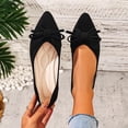 thumbnail image 3 of Gpaecead Women's Bow Flat Shoe Pointed Toe Faux Suede Soft Sole Elegant Versatile Comfort Slip On Shoes For Work, Black, 3 of 8