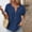 Blue, variant on Solid Color 2026 Summer Tops V-Neck Leisure Short Sleeve Blouse Plus Size Cotton Linen T-Shirt S