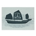 thumbnail image 1 of Vintage Boat Cutting Board, Gypsy of the Sea Pirate Ship Headed to Treasure Island Vintage Style, Decorative Tempered Glass Cutting and Serving Board, Small Size, Dark Blue Grey White, by Ambesonne, 1 of 1