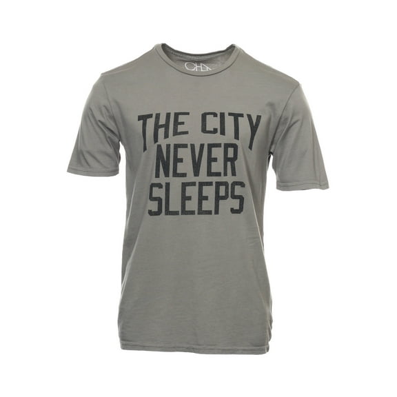 Chaser Mens The City Never Sleeps Cotton Crewneck T-Shirt (Medium, Gray)