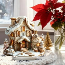 Fmbmuo 1 pcs Christmas Village Sets Village Acrylic Ornament Brown Acrylic Christmas Ornaments, Festive Spirit Cottage Decor for Christmas Party Decor