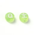 thumbnail image 4 of 1Bag Transparent Lawn Green Acrylic Beads Horizontal Hole Mixed Letters Flat Round with White Letter 7x4mm Hole: 1.5mm 100pcs/Bag, 4 of 8