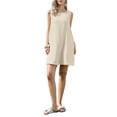 thumbnail image 2 of INSPIRE CHIC Sleeveless Linen Dress for Women's Summer Crew Neck A-Line Casual Dresses with Pockets S Beige, 2 of 5