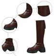 thumbnail image 4 of Rokment Platform Knee High Boots for Women Fall Winter Fashion Leather Back Zipper Lug Sole Chunky Heeled Mid Calf Tall Dress Boots Brown Size 7.5, 4 of 6