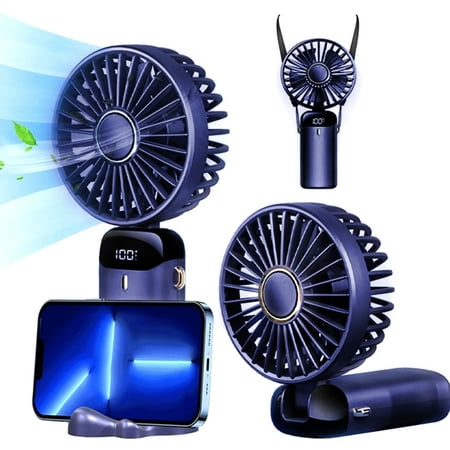 

Portable Handheld Fan Homlike Personal Cooling Hanging Neck Fan 5 Speed with LED Display 90°Adj USB Rechargeable mini Desk Fans for Home Office Travel
