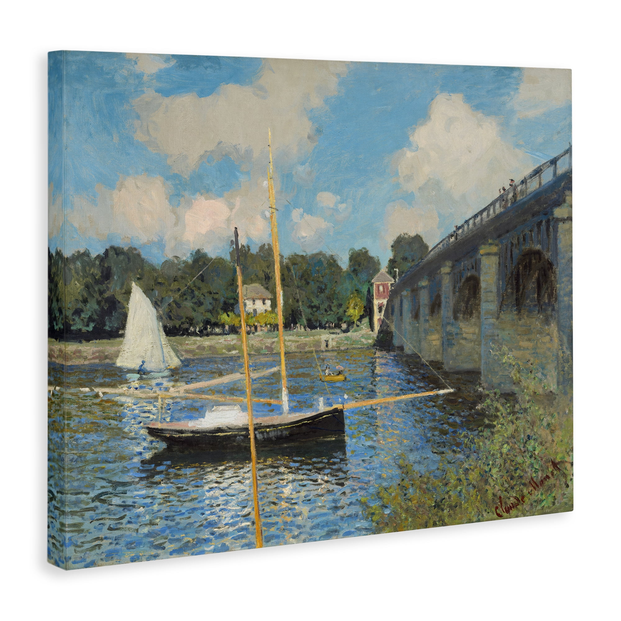 Stupell Industries Classic River with Boats Sailing Landscape & Nature Painting Wrapped Canvas Art Print Wall Art, 40 x 30