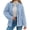 Blue, variant on Long Sleeve Button Down Women Solid Casual Cable Knit Cardigan Coat