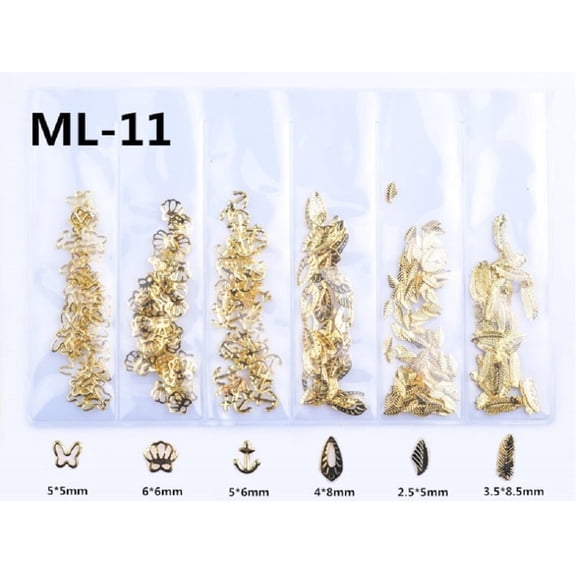 Stainless Steel 3D Metal Nail Art Decoration Set, Ocean Rivets and Gold Shell Rhinestones for Nail Tips, Manicure Design and DIY Nail Art TIKA