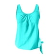 thumbnail image 5 of Womens Swimsuits Solid Color Strappy Camisole Tops And Shorts Set Split Two Piece Tankini Swimsuits For Women Swimwears Sportwear,Blue,M, 5 of 5