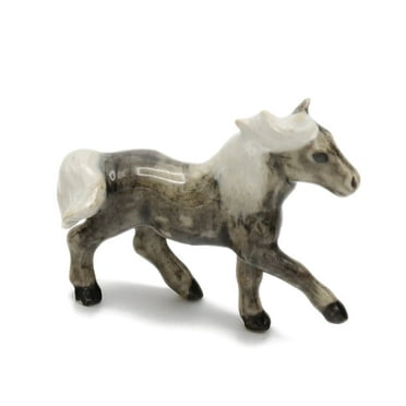 Little Critterz Horse Hill Pony "Fabio" Animal Hand-painted - Home Decor Animal Decorative Figurine Birthday Gift - Miniature Porcelain Figurine