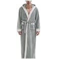thumbnail image 1 of HBFAGFB Men's Bathrobes Fall and Winter Leisure Padded Thickened Long Robe Soft Pajamas Grey Size M, 1 of 5