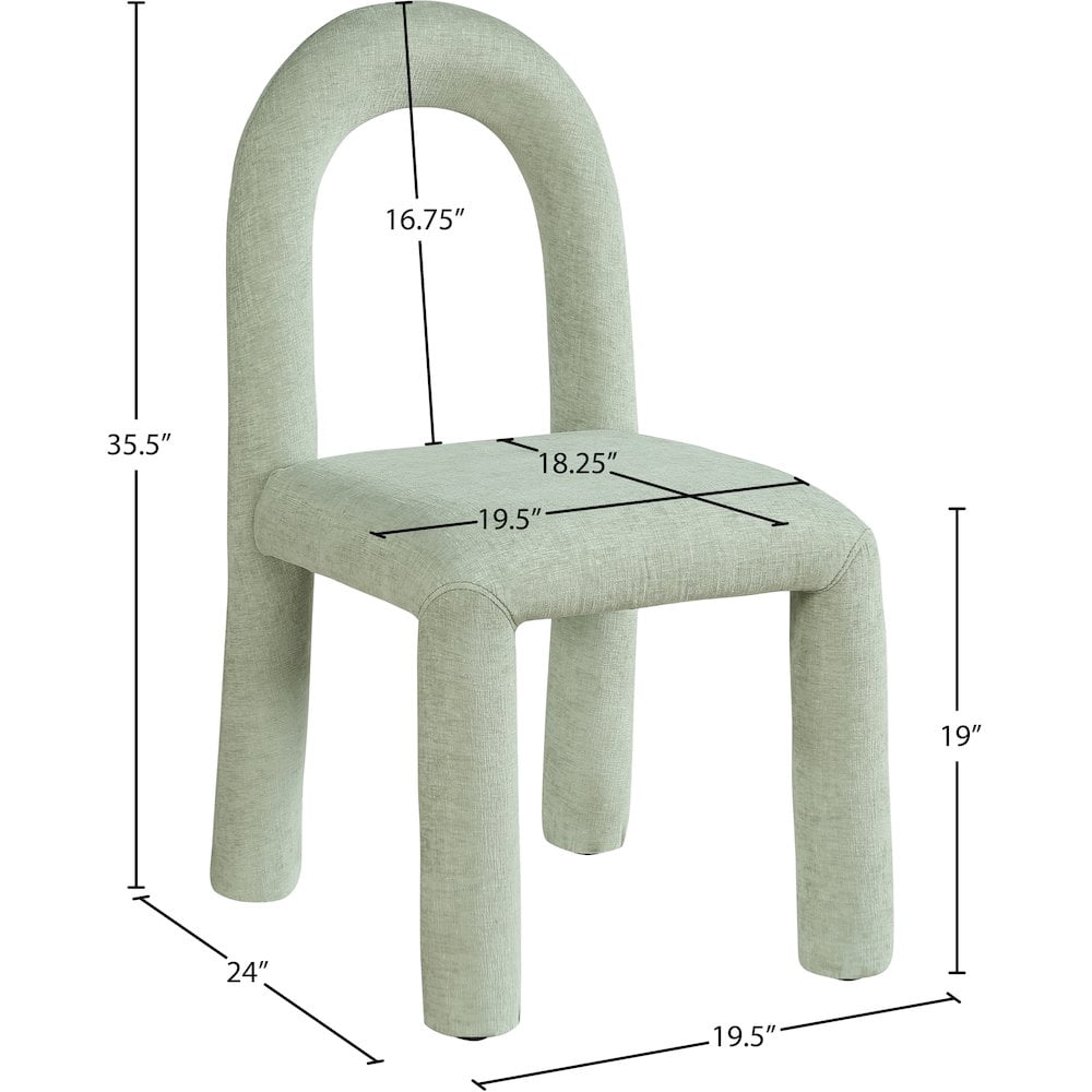 Meridian Furniture Amari Mint Chenille Fabric Dining Chair, Set of 2