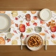 thumbnail image 5 of OVZME Joyce Fall Leaves Table Runner for Kitchen Dining Table, Thanksgiving Autumn Printed Harvest Pumpkins Maple Leaves for Halloween Holiday Home Decorations, Water-Proof, Washable, 13" W x 48" L, 5 of 6