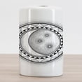 thumbnail image 2 of Half Moon Ceramic Toothbrush Holder, Simplistic Sun Night Dots Circle Mystic Pattern on Plain Background, Decorative Versatile Countertop for Bathroom, 4.5" X 2.7", Charcoal Grey and White, 2 of 4