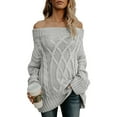 thumbnail image 1 of Asyoly Women Off Shoulder Knit Sweater Long Sleeve Loose Sexy Pullover Jumper Tops, 1 of 4